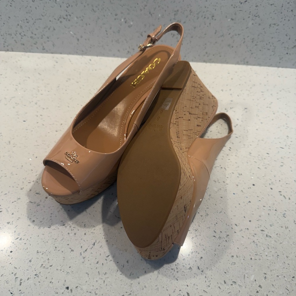 Coach Nude Peep-Toe Slingback Heels - Picture 3 of 3